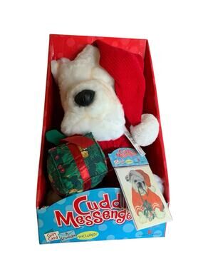 2003 American Greetings Cuddly Messengers Christmas Sweater Bulldog WITH‎ CARD